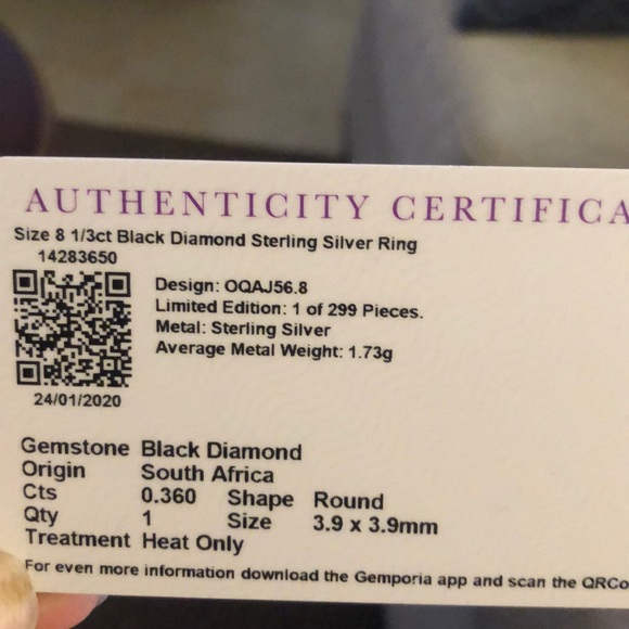 Genuine 1/3 Carat Black Diamond Ring - Picture 5 of 5